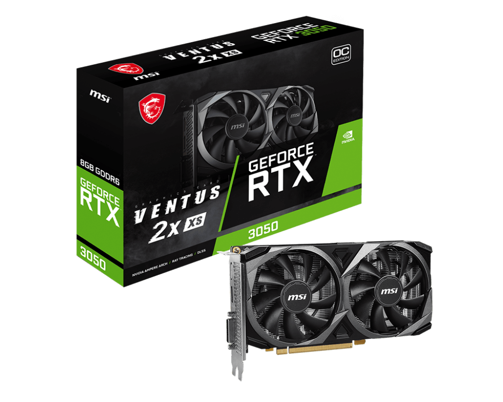 Видеокарта MSI GeForce RTX 3050 VENTUS 2X  8G OC, 8G GDDR6 DVI HDMI DP RTX 3050 VENTUS 2X XS 8G OC