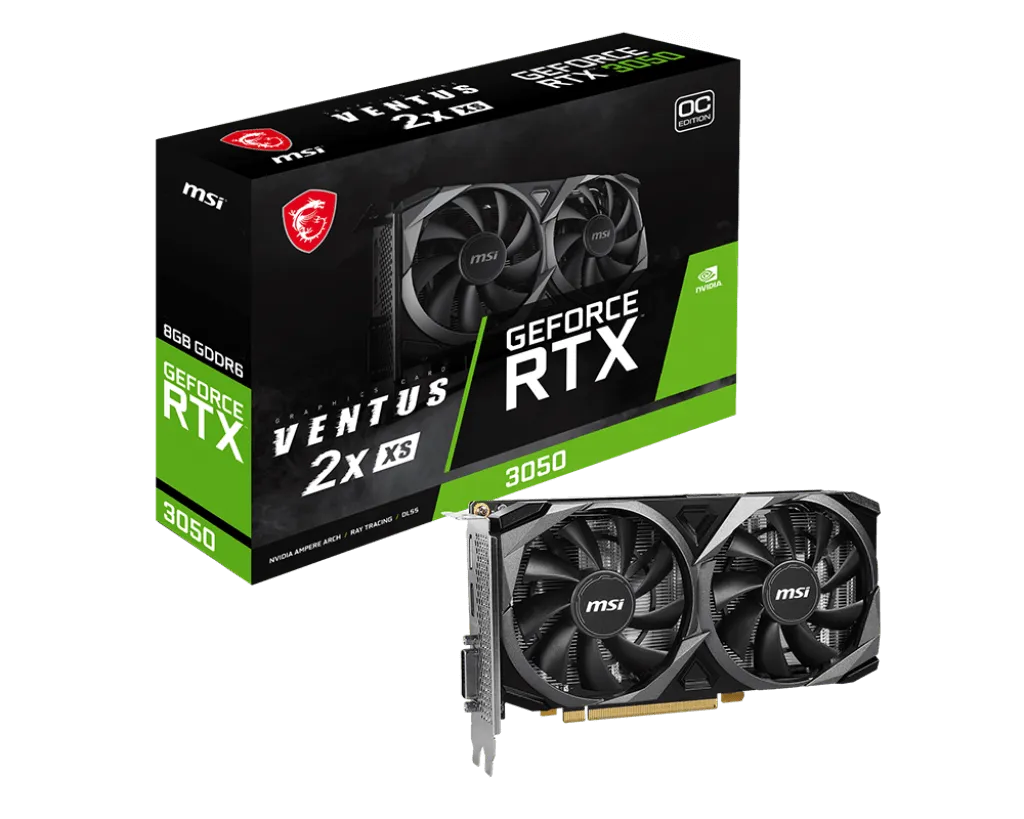 Видеокарта MSI GeForce RTX 3050 VENTUS 2X XS 8G OC, 8G GDDR6 DVI HDMI DP RTX 3050 VENTUS 2X XS 8G OC