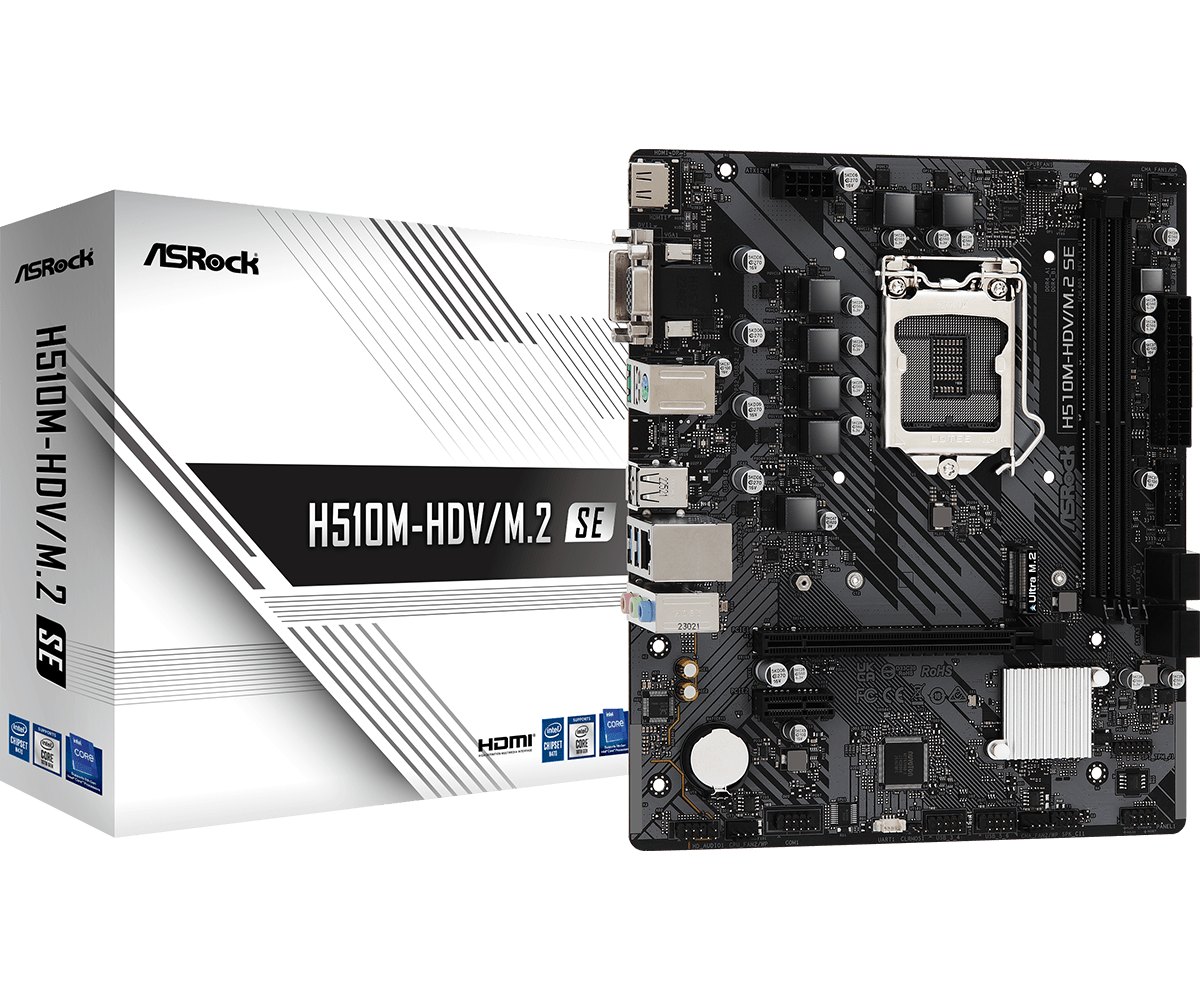 Материнская плата ASRock H510M-HDV/M.2 SE LGA1200 2xDDR4 4xSATA UM.2 D-Sub HDMI DVI mATX