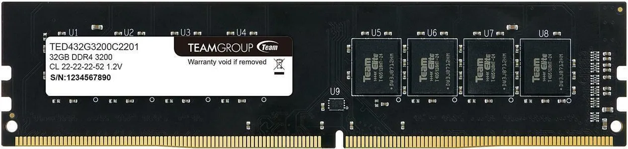 Оперативная память 32GB 3200MHz DDR4 Team Group ELITE PC4-25600 CL22 TED432G3200C2201 — фото 2