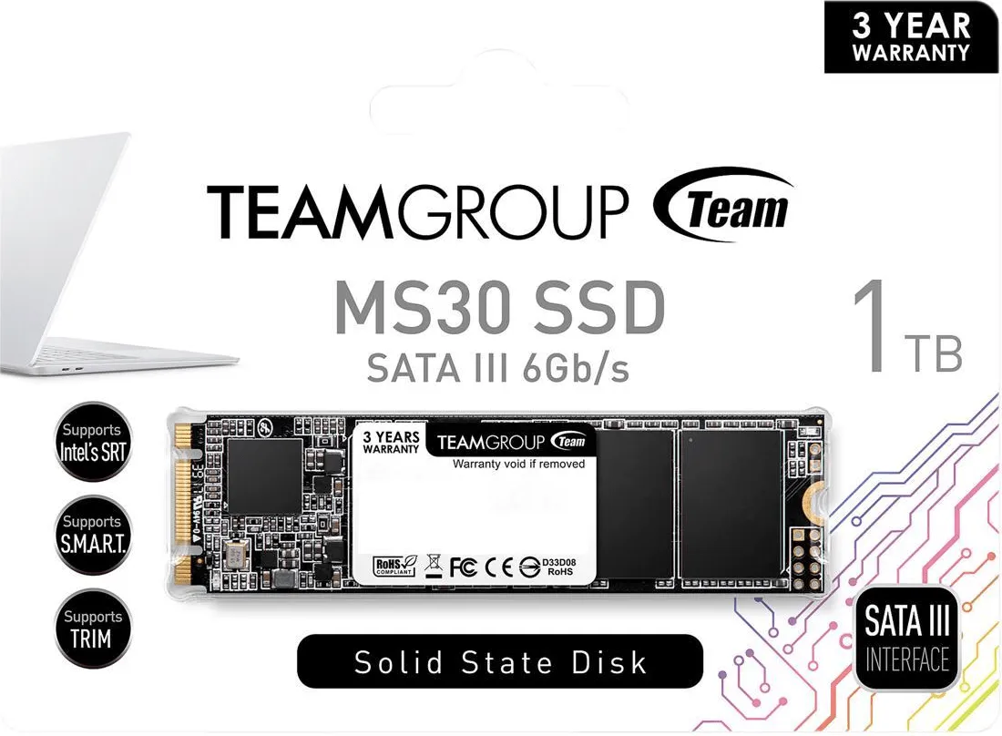 Твердотельный накопитель 1000GB SSD TeamGroup MS30 M.2 2280 R530Mb/s W480MB/s TM8PS7001T0C101 — фото 2
