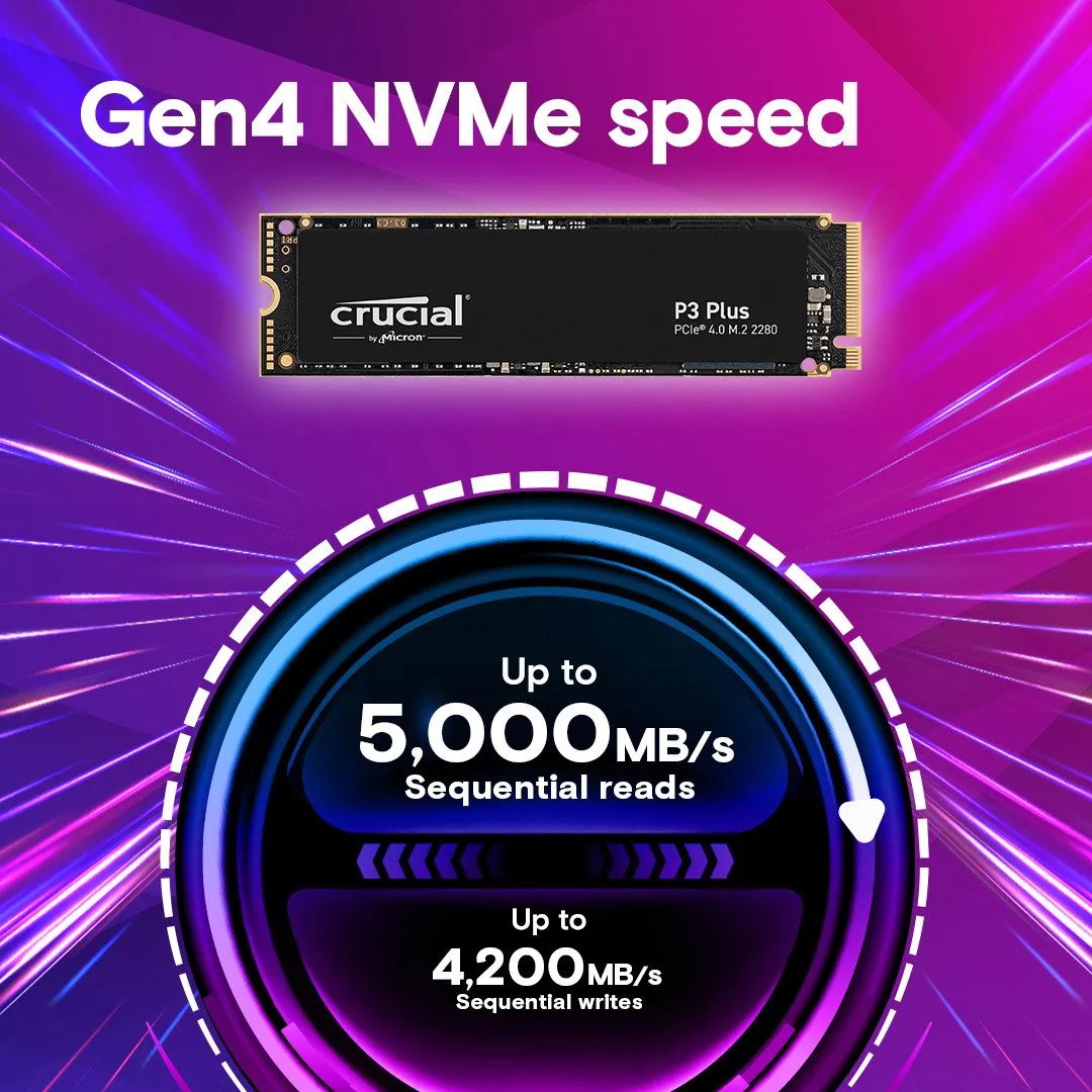 Твердотельный накопитель 4000Gb SSD Crucial P3 Plus M.2 2280 R4800Mb/s W4100MB/s CT4000P3PSSD8 — фото 3