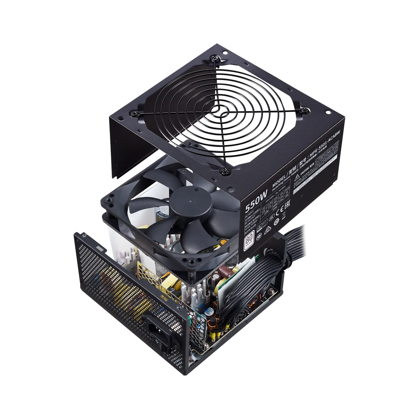 Блок питания CoolerMaster  550W, MWE 550 White 230V - V2, Non Modular, КПД 85%, MPE-5501-ACABW-EU — фото 8