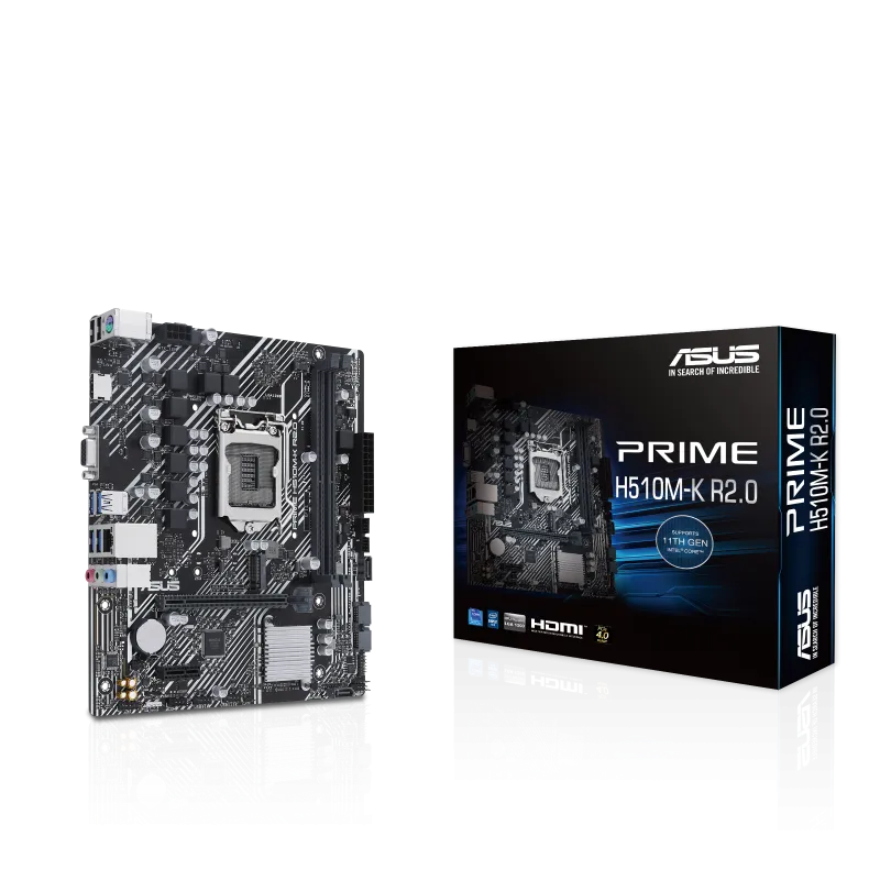 Материнская плата ASUS PRIME H510M-K R2.0 LGA1200 2xDDR4 4xSATA3 1xM.2 D-Sub HDMI mATX