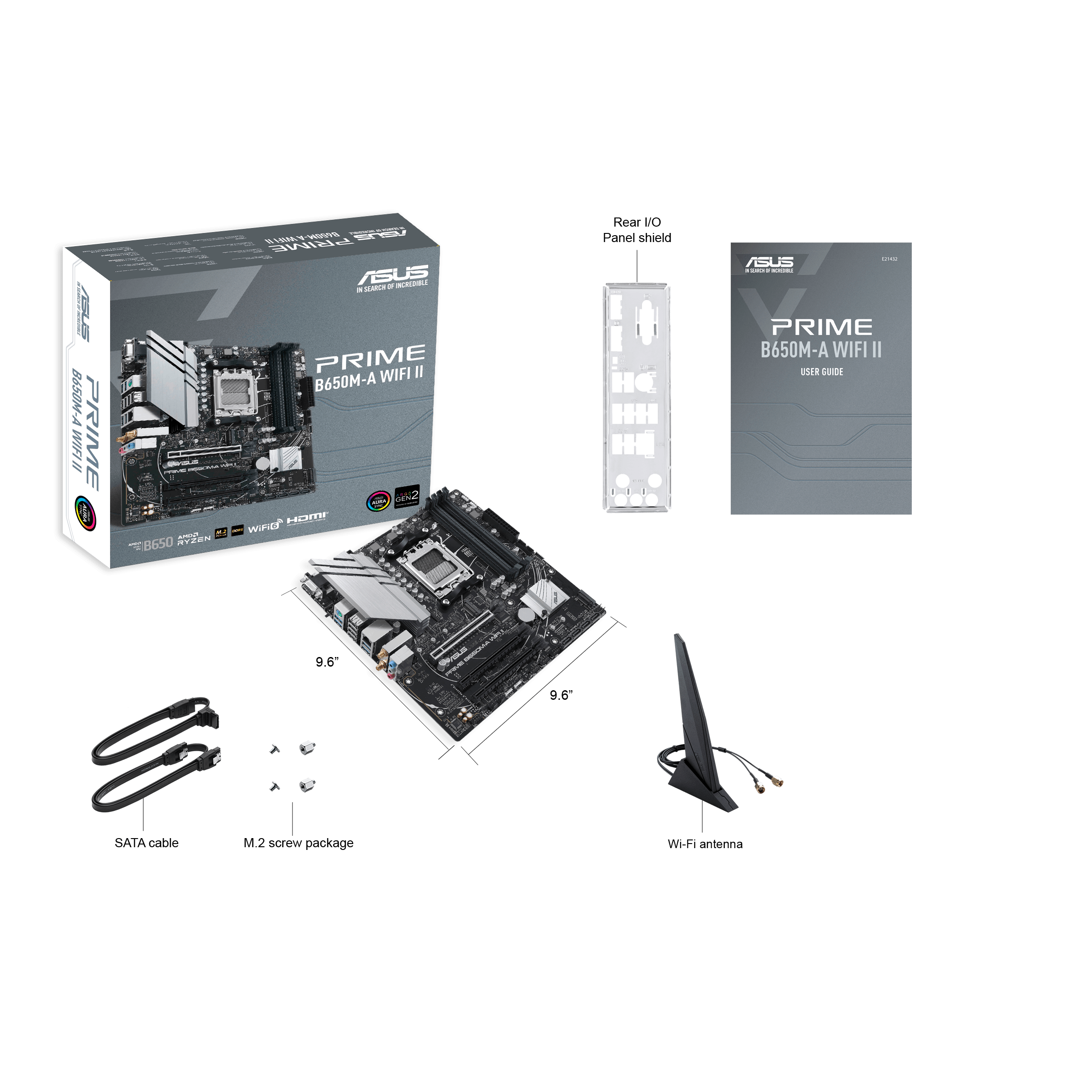 Материнская плата ASUS PRIME B650M-A WIFI II AM5 4xDDR5 4xSATA3 RAID 2xM.2 VGA HDMI DP mATX