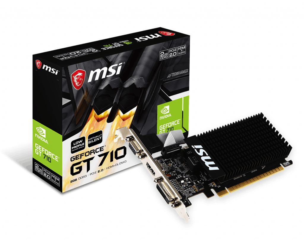 Видеокарта MSI GeForce GT 710, 2GB DDR3 64-bit 1xVGA 1xDVI 1xHDMI GT 710 2GD3H LP