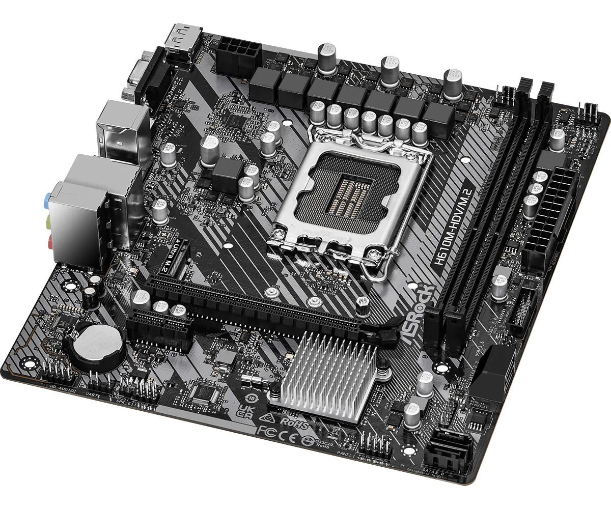 Материнская плата ASRock H610M-HDV/M.2 R2.0 LGA1700 2xDDR4 4xSATA M.2 D-Sub HDMI DP mATX — фото 3