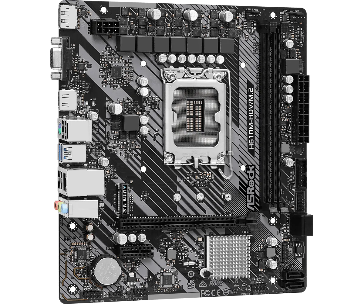 Материнская плата ASRock H610M-HDV/M.2 R2.0 LGA1700 2xDDR4 4xSATA M.2 D-Sub HDMI DP mATX — фото 4
