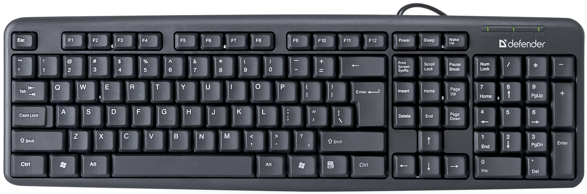 Клавиатура Defender Element HB-520 B (Черный), USB, ENG/RUS/KAZ,стандарт