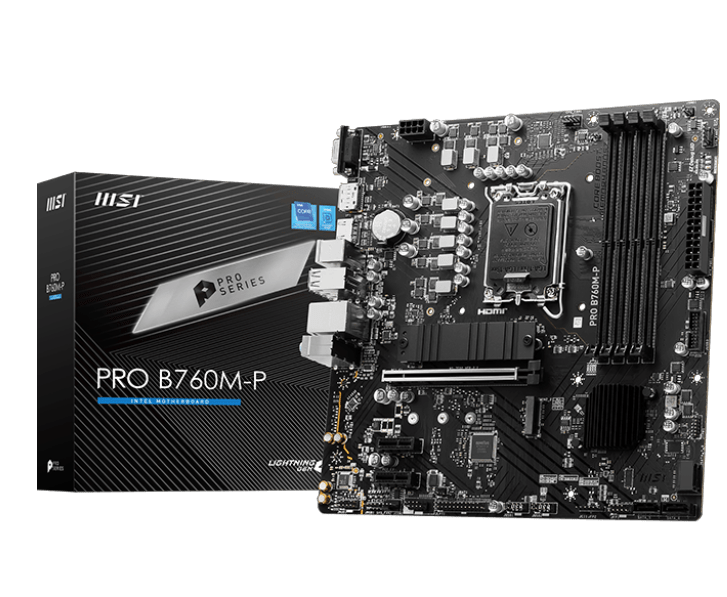 Материнская плата MSI PRO B760M-P LGA1700 4xDDR5 4xSATA3 RAID 2xM.2 HDMI DP mATX