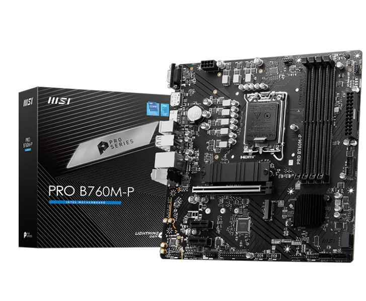 Материнская плата MSI PRO B760M-P LGA1700 4xDDR5 4xSATA3 RAID 2xM.2 HDMI DP mATX