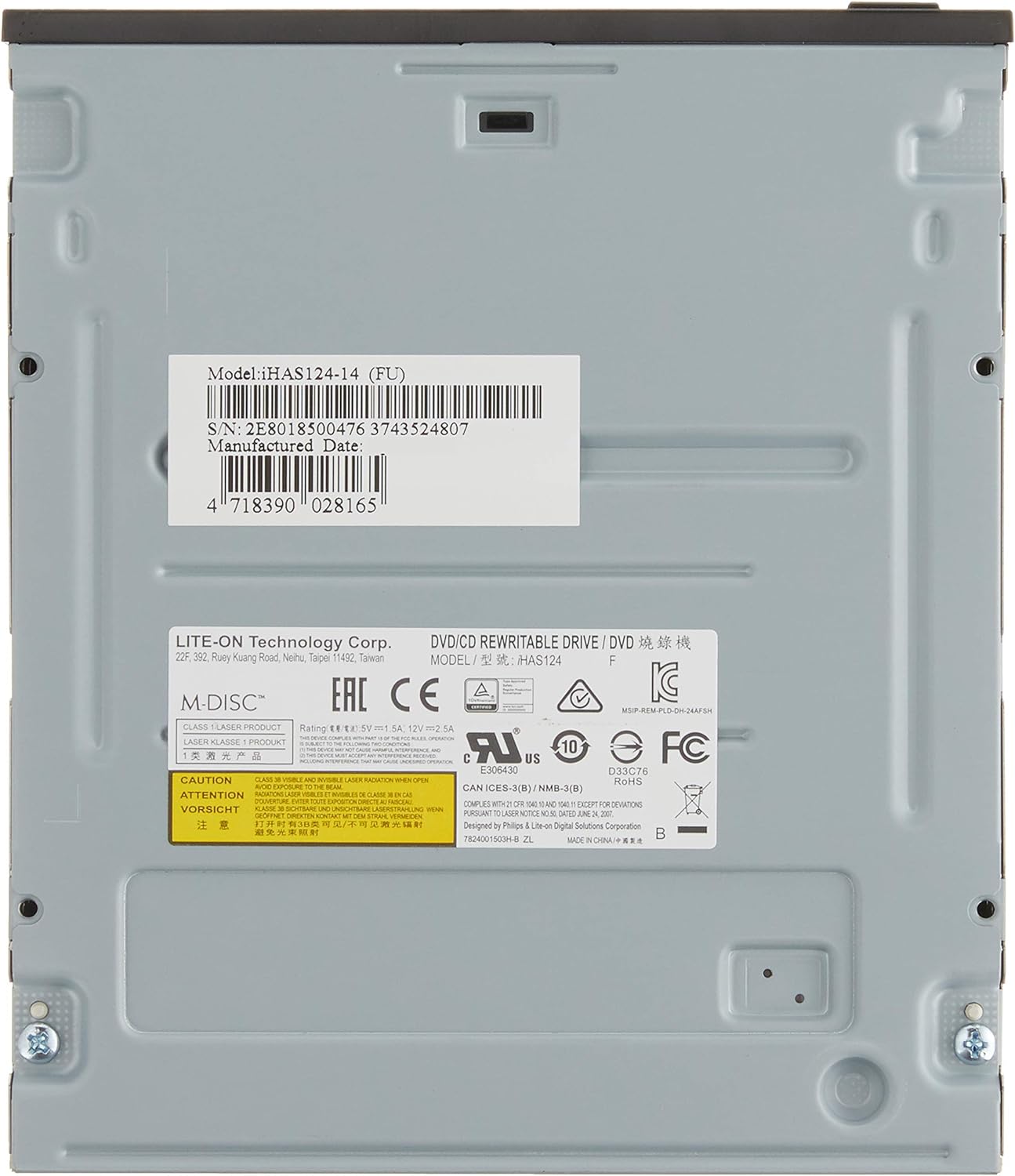 Оптический привод LITEON DVD±RW IHAS124-14 20x8x20xDVD+RW BLK Black SATA OEM