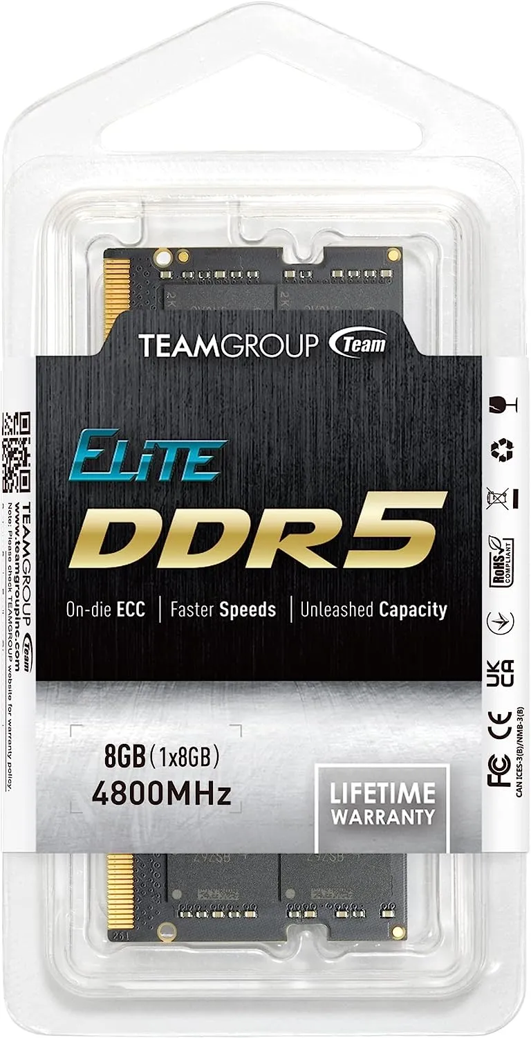 Оперативная память для ноутбука  8GB DDR5 4800Mhz Team Group ELITE SO-DIMM TED58G4800C40D-S016