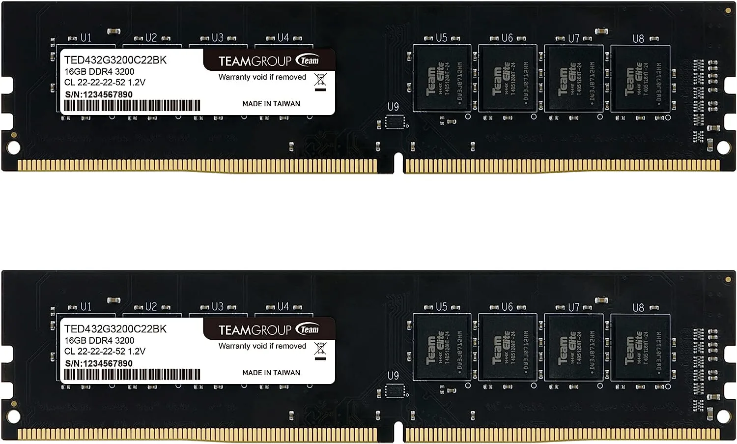Оперативная память 32Gb Kit (2x16Gb) 3200MHz DDR4 Team Group ELITE CL22 TED432G3200C22DC01