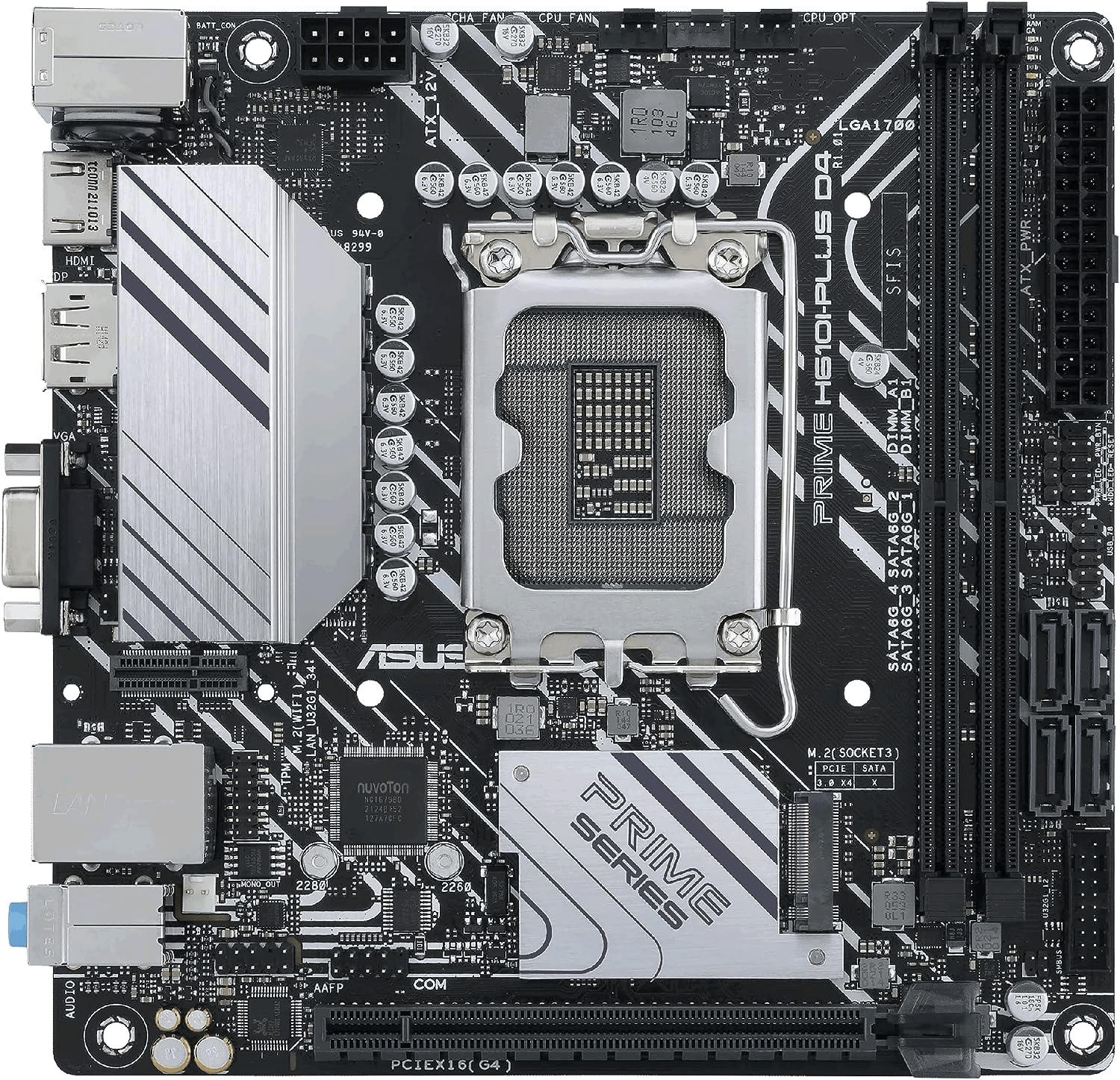 Материнская плата ASUS PRIME H610I-PLUS D4-CSM LGA1700 2xDDR4 4xSATA3 D-Sub HDMI DP mITX