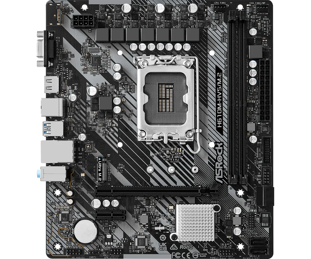 Материнская плата ASRock H610M-HVS/M.2 R2.0 LGA1700 2xDDR4 4xSATA M.2 D-Sub HDMI mATX — фото 2